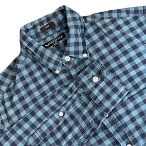 J. Crew Mercantile Flex Mens Slim Fit Button Down Shirt‎ Blue Gingham Check S